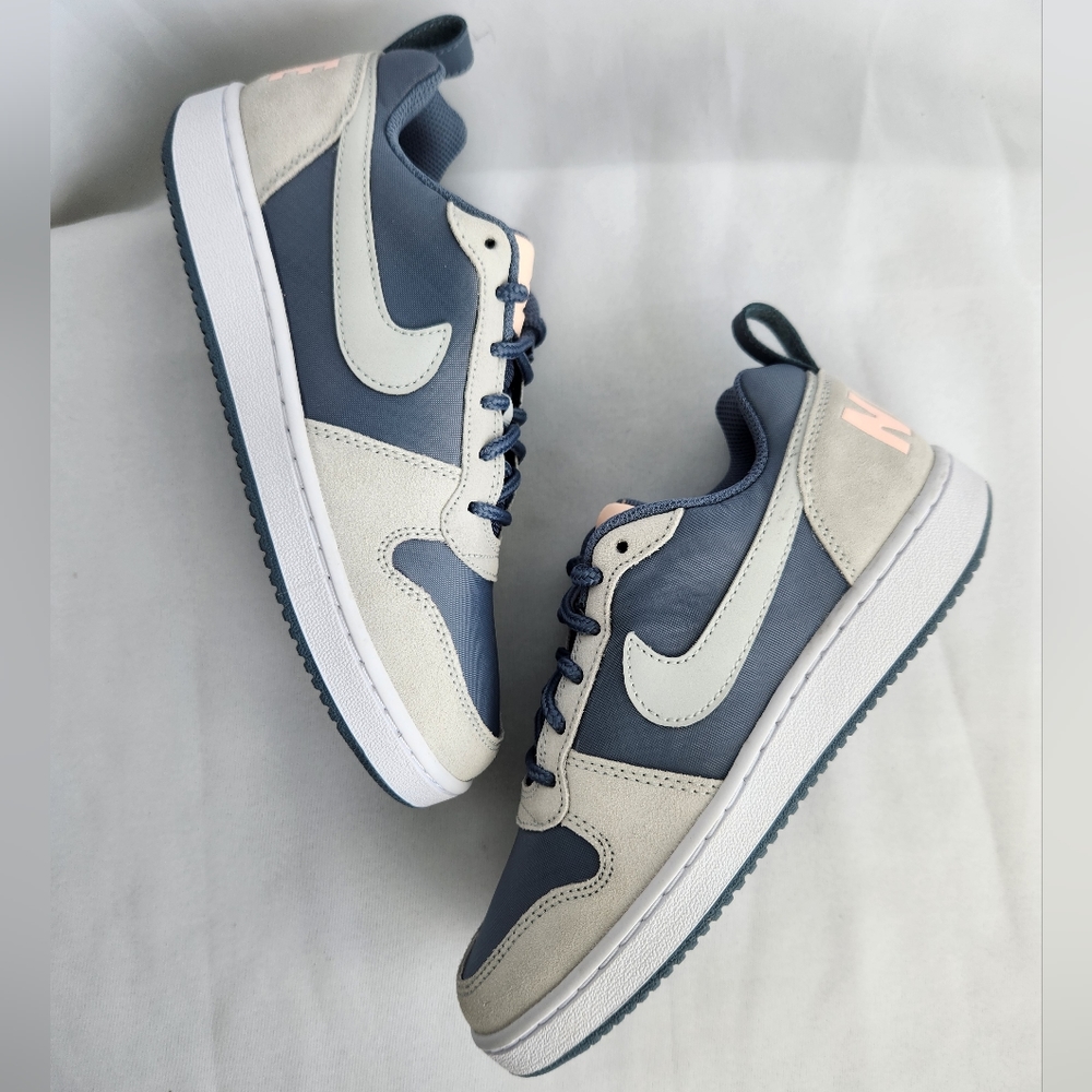 6 WOMEN'S NIKE COURT BOROUGH LOW PREMIUM GRAY BLUE SNEAKERS 861533-400